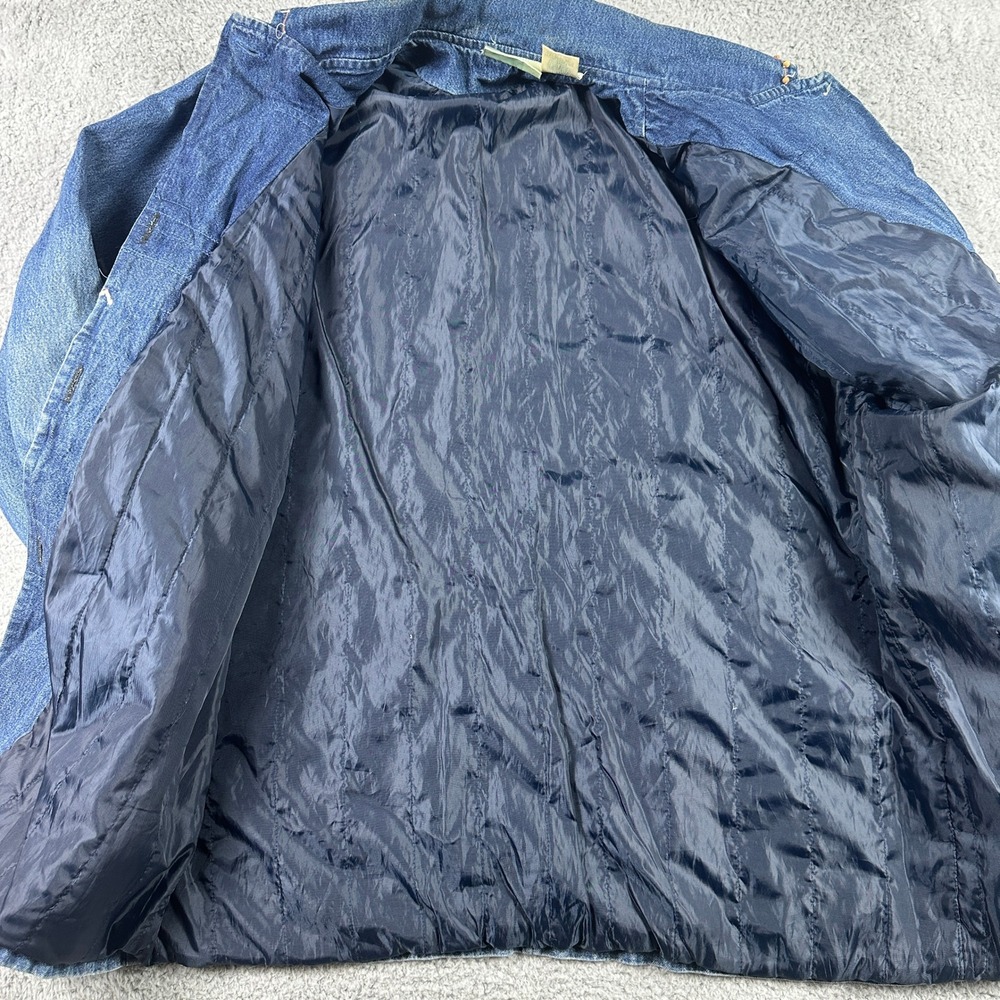 Vintage Southwestern Tapestry Quilted Denim Jacket Women Medium Blue 220 Hickory - Picture 3 of 14